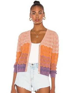 Revolve One Grey Day Delaney Cardigan Cashmere Blend Terracotta Multi